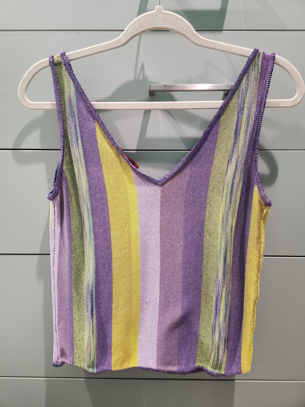 Vintage 2004 Missoni Striped V-Neck Knit Tank in Purple and Yellow - Picture 3 of 4